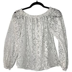 White House Black Market White Lace Off the Shoulder Blouse Boho Small